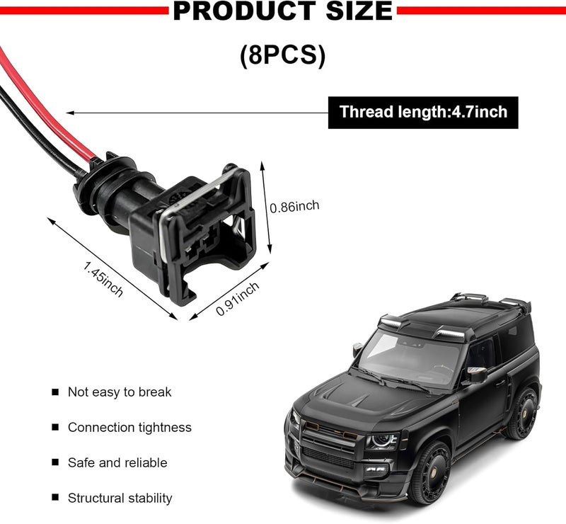 NYTKL 8 PCS Fuel Injector Connector, EV1 OBD1 Typre Plug Wire Harness Pigtail Wiring Loom, Plug-in Adapter Fuel Injector Socket with 18 AWG Extended Wires, Car Accessories - Image 2